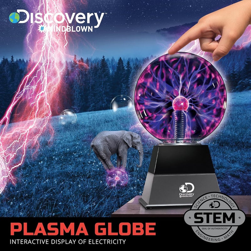 Discovery ™ Plasma Globe Lamp, Touch & Sound Sensitive Lightning, Interactive Electric Plasma Ball for Hands-On STEM Learning, Plug-in Bedroom & Desktop Decorative lamp - Image 4